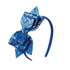 Amybasic Royal Blue Glitter Sequin Bow Hairband: Shimmering Bow Knot Design on Durable Plastic Headband-Perfect Kid's Hair Accessory(1 Piece)