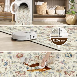 WITSHOCK Machine Washable 5X7 Area Rugs for living Room Rug, Bedroom Kitchen Rugs, Vintage Boho Carpet Kitchen Rugs Non-Slip Stain Low Pile Resistant Floor Carpet Indoor Entryway Rug, Variegated Camel