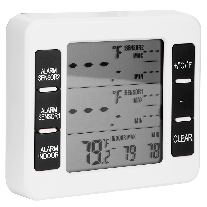 Refrigerator Thermometer Wireless Indoor LCD Digital Freezer Alarm Thermometerwith 2