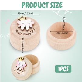 Tooth Fairy Box for Girls Cute Carved Wooden Box with 3D Tooth Stores Lost Teeth for Kid Souvenir Tooth Dropped Keepsake Colored Storage Gift Box for Baby Shower Toddler Little Girl Boy Birthday