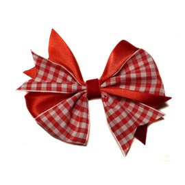 EmilyRose Couture Ribbon Twist Hair Bows (Alligator Clip, Red Gingham)