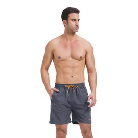 Ougelebo Men's Swimming Trunks with Zip Pocket, Quick-Drying, gray, XL