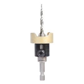 Amana Tool 82 Degree Countersink with Tapered Drill Bit and Adjustable Depth Stop, 55153, 3/8 D x 5/32 Drill D x 1/4 Inch Quick Release Hex Shank