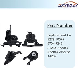 GXYWADY 4 Pcs Engine Mount Replacement for Yaris 1.5L Manual 2006-2017 Replacement for 9279 10076 9704 9249 A4238 A62087 A62044 A62068 A4237