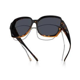 Meeloog Polarised Over Glasses Sunglasses for Men and Women, UV400 Protection Sunglasses, Square Oversized Glasses for Driving DEMST2106, D1 Tortoiseshell Frame/Grey Lens