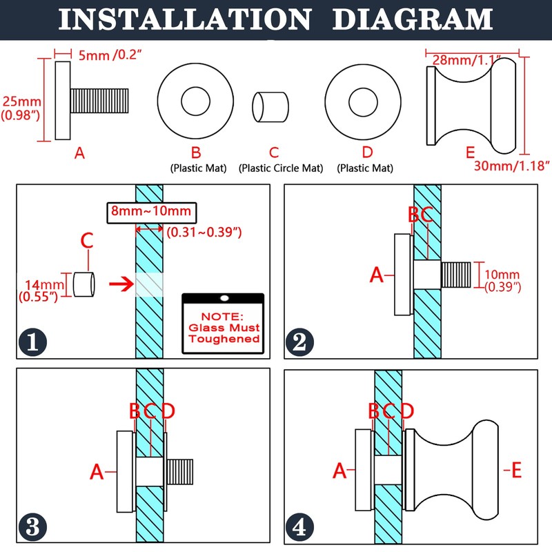 Alise Shower Glass Door Handle,Sliding Shower Doors Knob,Single Side Pull