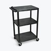 Classroom Basics UCPL2E-B 42"H Utility Cart - Three Shelves, Electric,