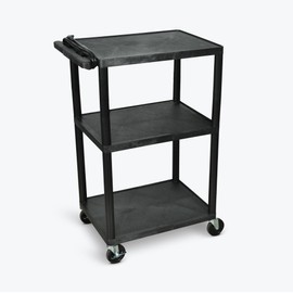Classroom Basics UCPL2E-B 42"H Utility Cart - Three Shelves, Electric, Black