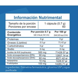 ESSENTIALS INNOVATION Krill 500 mg Aceite de Krill Oil Puro 60 cápsulas | Essentials Innovation