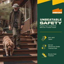 MBIGM 8-Pack Non-Slip Outdoor Stair Treads - Anti Slip 6" X 24" Grip Tape Adhesive Strips - Heavy Duty Traction for Steps, Staircase, Deck