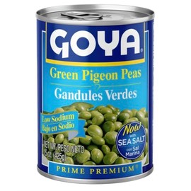 Goya Green Pigeon Peas Low Sodium, 15 oz, 2-Pack