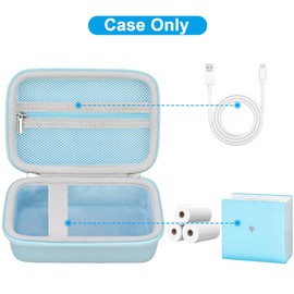 Canboc Carrying Case Compatible with Phomemo M02 Sticker Printer, Pocket Thermal Bluetooth Sticker Photo Maker Box for Thermal Paper, USB Cable, Blue (Case Only)