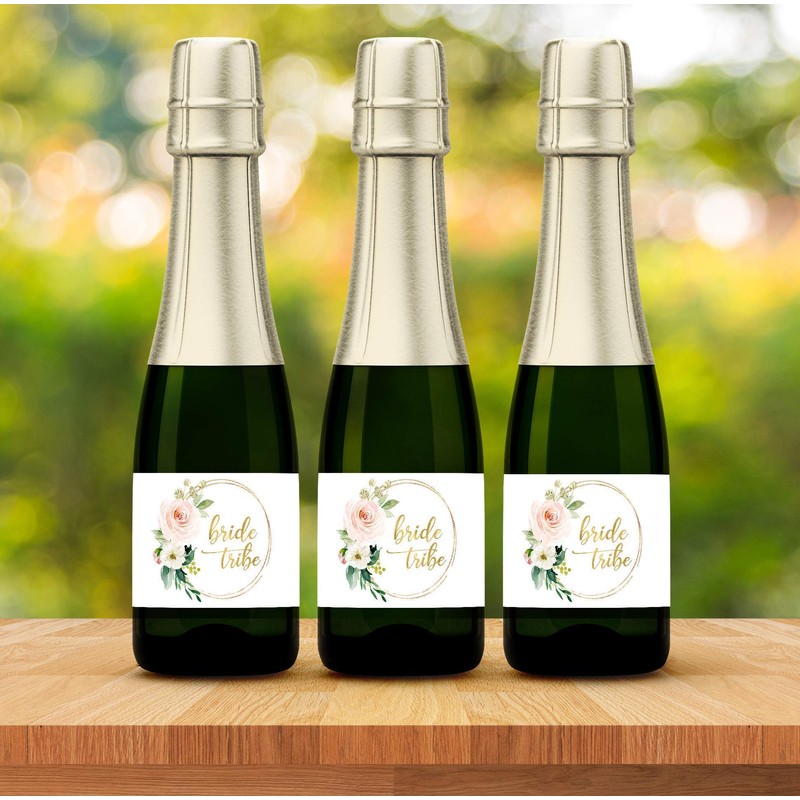 BRIDE TRIBE Mini Champagne Bottle Labels ● SET of 12