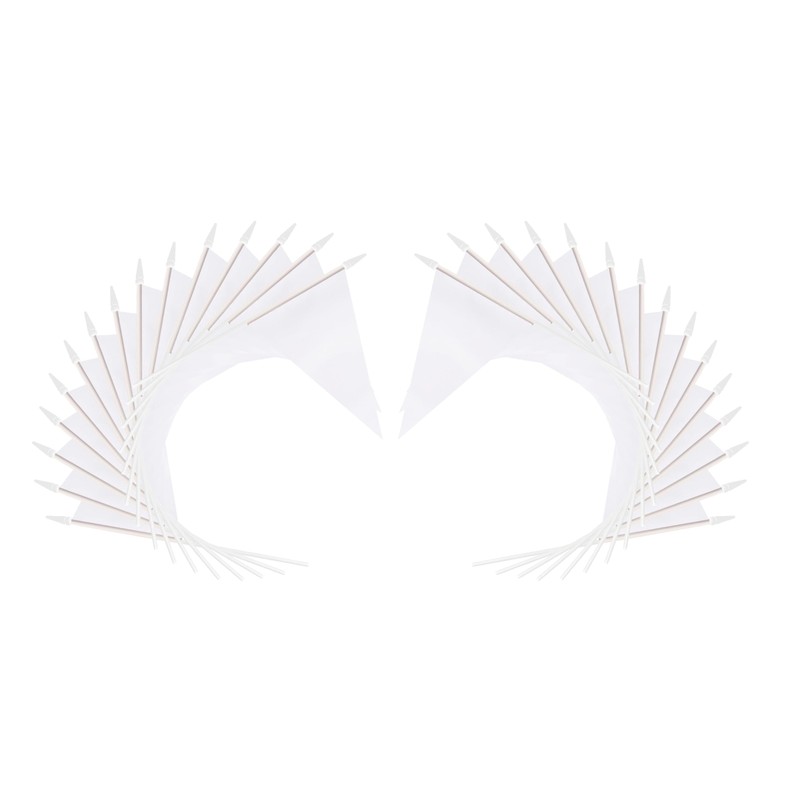 12 Pack White Pennant Flags Small Mini Hand Held Solid