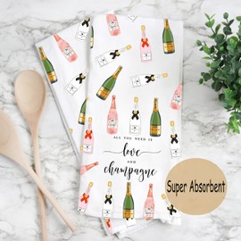 MYSOMY Champagne Kitchen Towel Dish Towel Champagne Lover Gift Home Champagne Bar Decor Towel Funny Alcohol Gift (Champagne Towel)