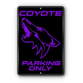 Coyote Parking Sign for Mustang 5.0 Vehicles - Garage Sign for Muscle Car Enthusiasts - 100% Aluminum - Made in The USA - Cover My Plate (Black, Purple)