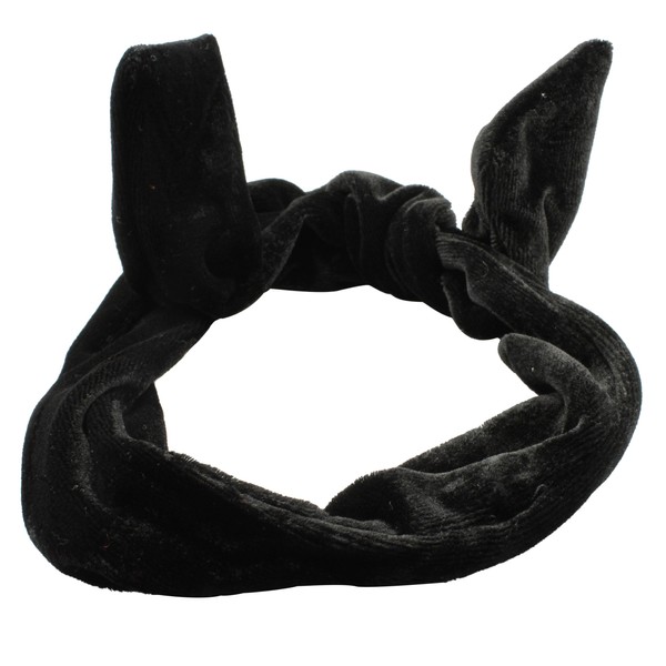 Hair Accessories Wired Headband Velvet Satin Look Head Scarf Vintage Retro Wire Hairband Headwrap[Black] by Unknown