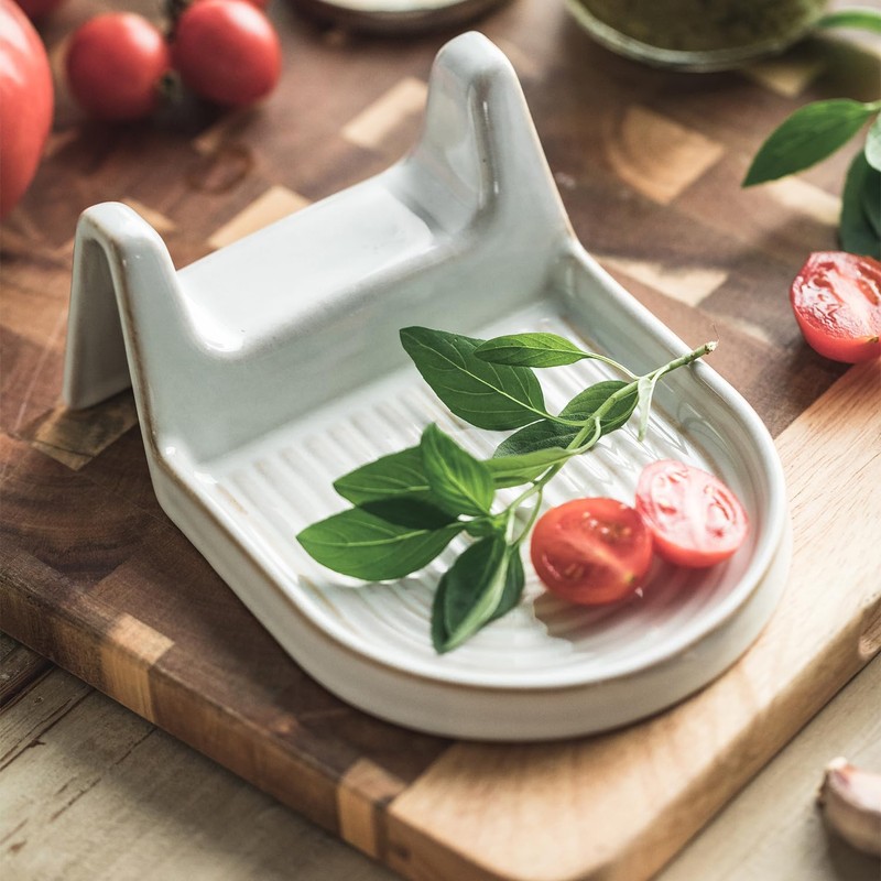 Ceramic Spoon Rest for Countertop Heat-Resistant Spoon Rest for Stove