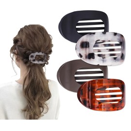 4 Stück Haarklammern für Damen, Flat Claw Clip, Rutschfeste Haarklammer, Matte Starker Halt Seitliche Haarklammern, Französische Haarspange für Alltag, Sport, Fahren, Liegen