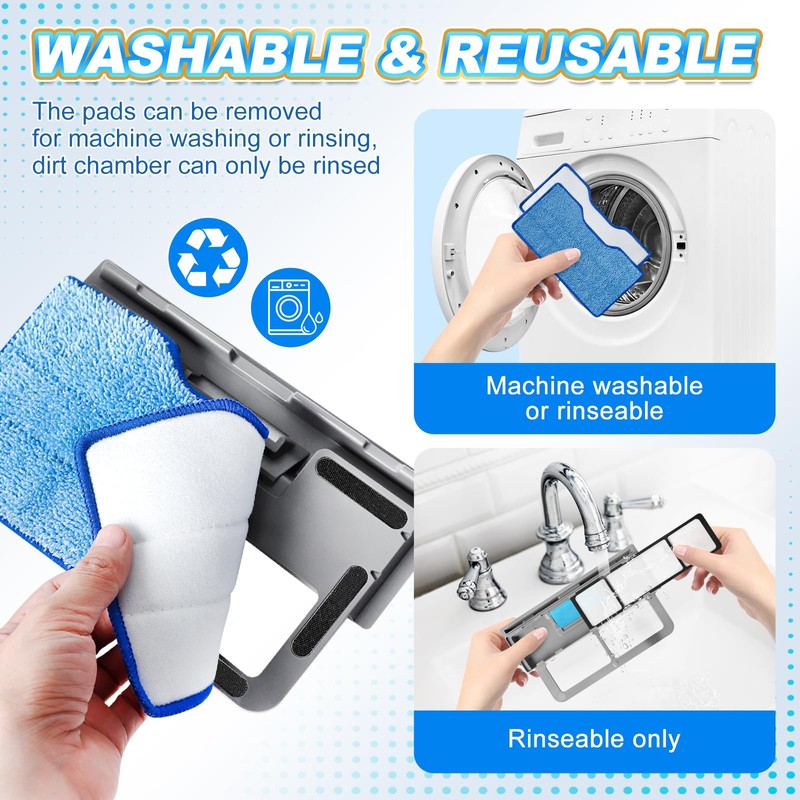 KEEPOW Reusable Mop Replacement Pads Compatible with Shark Vac Mop