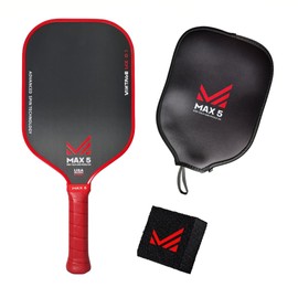 MAX 5 Vintage MX 0.1 T700 Carbon Fiber Cloth Pickleball Paddles - Thermoformed, Professional-Grade Super Spin | Premium Performance for Intermediate to Professionals Red