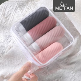 ME.FAN Travel Bottles for Toiletries, TSA Approved 3oz Silicone Travel Size Containers/Portable Split Bottle, Travel Accessories for Conditioner, Shampoo, Lotion - 4 Pack Pink