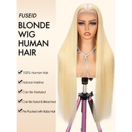 30 Inch 613 13x6 Lace Front Wig Human Hair 200 Density Blonde Wig Human Hair 613 Straight HD Transparent Lace Front Wigs Human Hair Pre Plucked Glueless Wigs Human Hair for Women