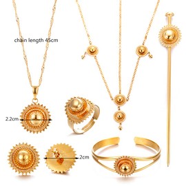 18K Gold Plated Ethiopian Jewelry Sets for women Wedding Party Bridesmaid Habesha Jewelry