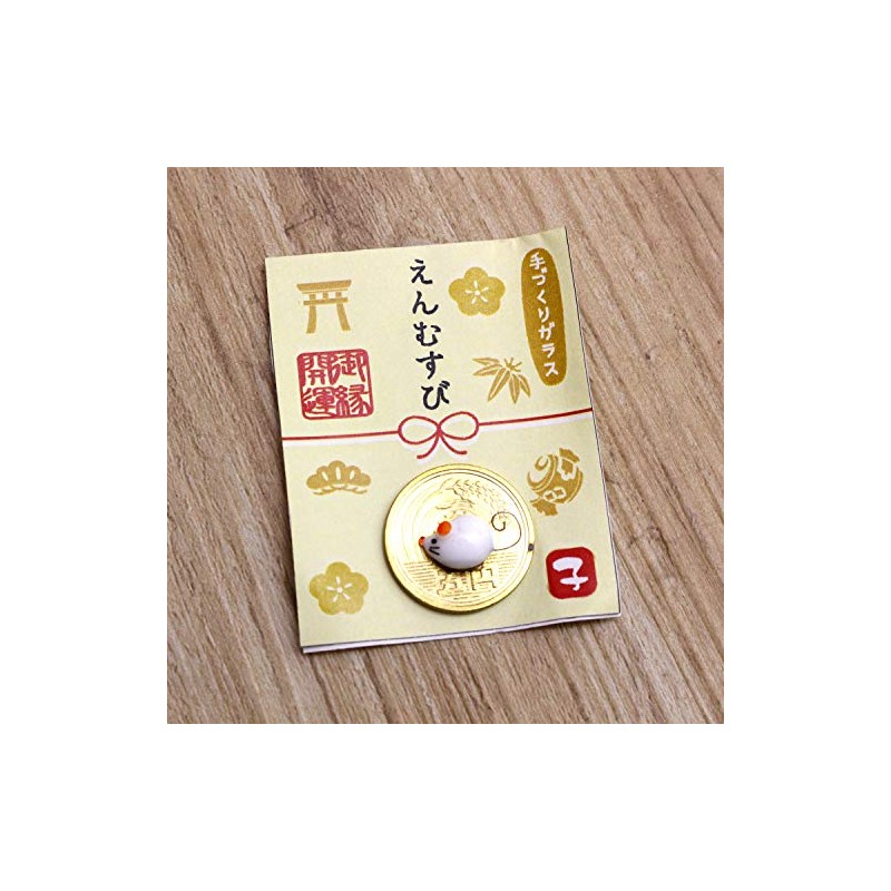 フォーカート オブジェ 白 幅2.1cm かわいい手作り ガラス細工 えん結び お守り 子 CYK1884