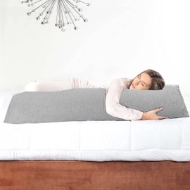 Milliard Full Body Pillow - Shredded Memory Foam with Washable Cover - Long, Hypoallergenic, Firm Hug Pillows for Side and Back Sleepers (54in, Cool Grey)