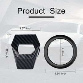 jeseny Universal Carbon Fiber Engine Start/Stop Button Cover, Aluminum Alloy Car Power Control Trim, Push to Start Button Cover Key Protective Cover for Civic CRV XRV Challenger Charger CHR (Black)