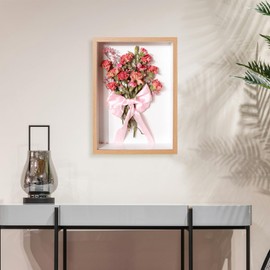 FAVORTALK Shadow Box 4 X 6 Inch 3D Log Color Shadow Box 10x15 CM Picture Frame Wooden Deep Box Frame Square Deep Display Box Picture Frame Wooden Deep for Photos Flowers (Wood433,Depth 5CM)