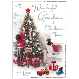 Jonny Javelin Grandson Christmas Card Decorating Tree