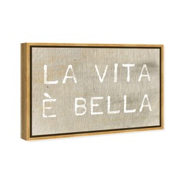 The Oliver Gal Artist Co. Typography Wall Art Canvas Prints 'Life is Beautiful' Inspirational Quotes and Sayings Home Décor, 36 in x 24 in, Gold Frame