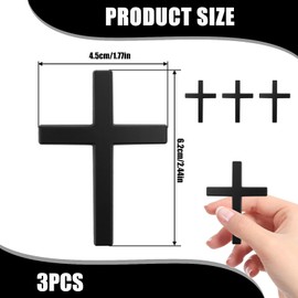 3 Pcs Metal Jesus Christian Badge Stickers, 3D Alloy Cross Emblems for Car, Self-Adhesive Scratch-Resistant Decals for Truck & SUV, Ideal for Easter & Mother’s Day Day (Black)