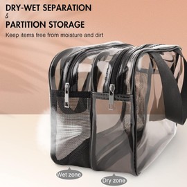 Q-WOOFF Toiletry Bag, Men's Toiletry Bag, Women's Toiletry Bag, Large, Dry and Wet Separation, Wash Bag Men, Cosmetic Bag Set, Make Up Bag, transparent, Simple style