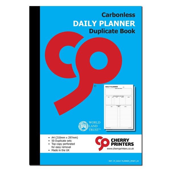 Cherry Carbonless Daily Planner Duplicate Book A4 | 50 Duplicate