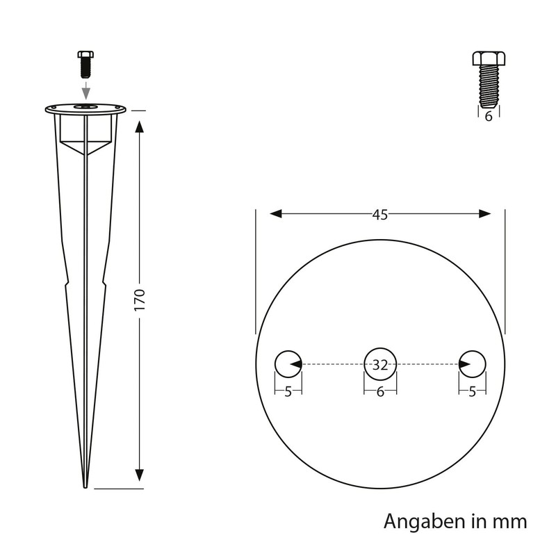 ledscom.de 3 x Garden Ground Spike for Garden Lights, Black,