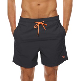 YSENTO Swimwear, Men's Surf Pants, Plain, Amphibious, Ocean Pants, Half Pants, Elastic Waist, Breathable, Quick Drying, Board Shorts, Beach Shorts, grey (grey marl),