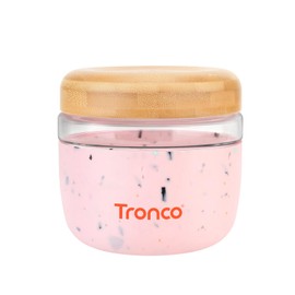 Tronco 24 oz Glass Container with Bamboo Lids, Food Storage Bowls for Soup, Stew & Overnight Oats, Meal Prep, Glass Lunch Bowl Container 100% Leak & Spill Proof, Airtight, BPA-Free- Ideal Gifts