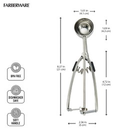 Farberware Professional Stainless Steel Cookie Dough Scoop, 8.27 Inch, Black