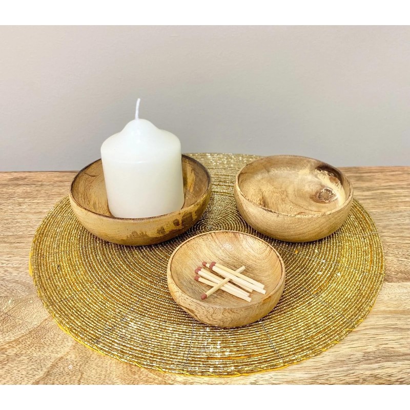 Geko Mango Wood Round Bowls Three Piece