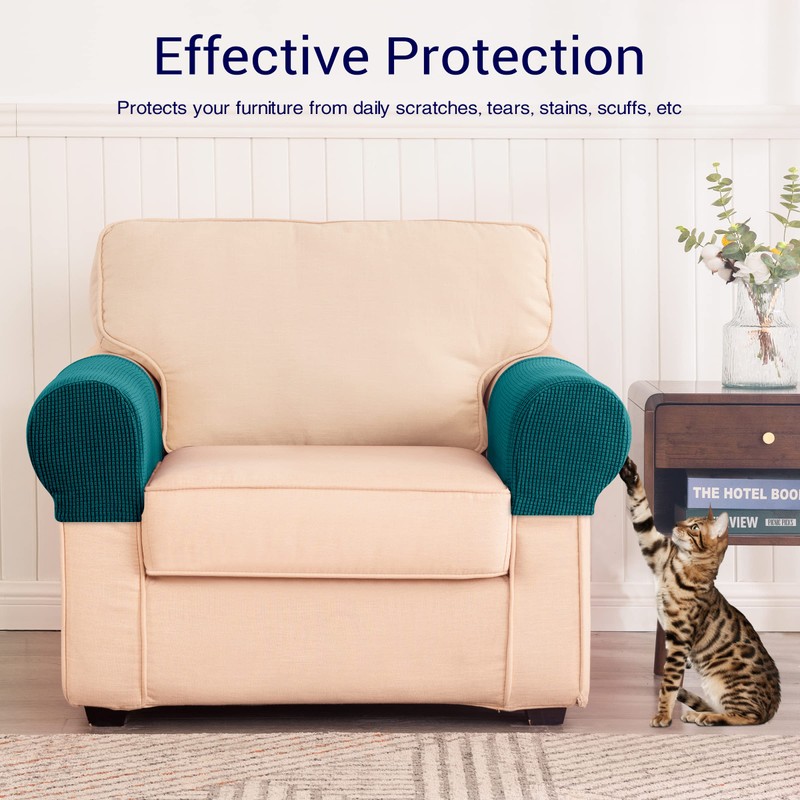 Subrtex Stretch Armrest Covers Spandex Arm Covers for Chairs Couch