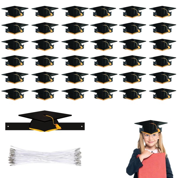 Paper Graduation Cap Graduation Cap Headbands Set: 36 Black&Gold Graduation