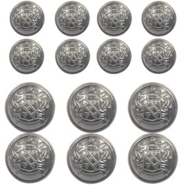 KENDANY 14 Piece Metal Blazer Button Set - for Blazer, Suits, Sport Coat, Uniform, Jacket (Silver) 18mm 23mm.