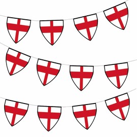 AK Giftshop England Pennant Flag Bunting Birthday Wedding Events Decorations - 12pcs / 2.5m Ribbon