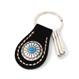 H.N.Z Key Chain nskh-001 Suede Concho Turquoise Native American Keychain, Black