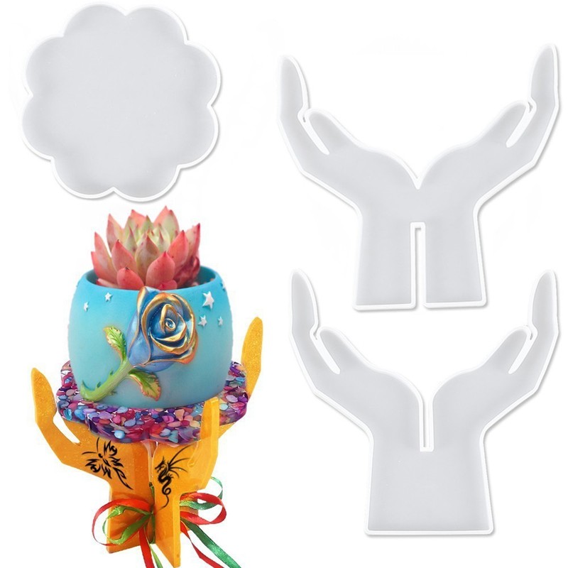 3Pcs DIY Flower Pot Shelf Mold Easy Demoulding Soft Good
