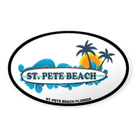 CafePress St. Pete Beach Surf Design. Oval Car Bumper Sticker
