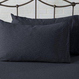 4 Piece Jersey Knit California King Cotton Blend Navy Sheet Set | Ultra-Soft T-Shirt Jersey Bedding Sheets & Pillowcases | Heathered, Breathable, All Season Bed Sheets (Calking, Navy)